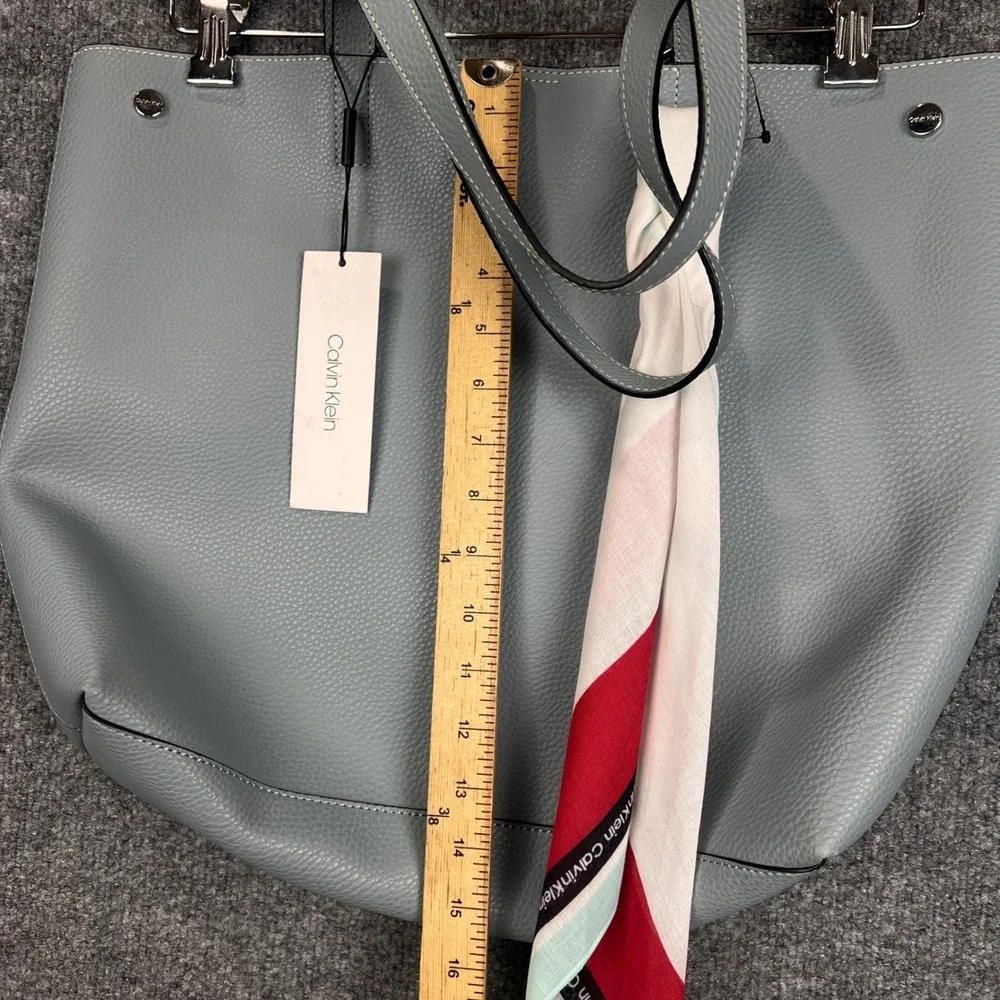 NEW $168 Calvin Klein Rachel Vegan Leather Novelty Tote Bag‎ Blue Shoulder bag - Picture 4 of 8